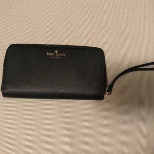 Black Kate Spade Zip around Wallet